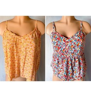 Old Navy - Two, Multi-Colored, Floral, Tank Tops